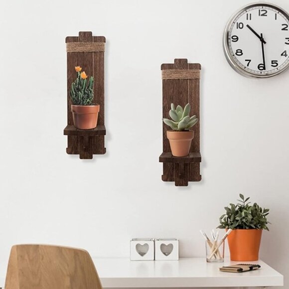 Other - NEW  2Pcs Rustic Wall Hanging Candle Sconces- Farmhouse Wall Mounted Wooden